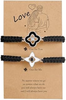 Buckle Clasp Couple Matching Bracelets with Braided Chain - Copper Material - Ideal for Boyfriend, Girlfriend, Lovers - With Lucky Clover Design