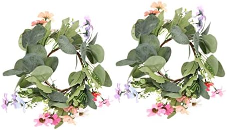 Didiseaon Boxwood Wedding Ring - Stainless Steel Artificial Candle Garland - Spring/Easter Candle Wreath Design - Ideal for Wall Mount Decor or Event Styling