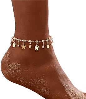Clataly Turquoise Anklet Bracelets Multilayer Butterfly Anklets Flower Pearl Beaded Ankle Summer Accessories Beach Foot Jewelry for Women Girls