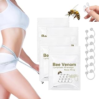Bee Venom Nasal Oil Ring,Bee Venom Lymphatic Drainage Nose Ring,Can Speed Up Basal Metabolic Rate and Bee Vitality (4 packs/28pcs)