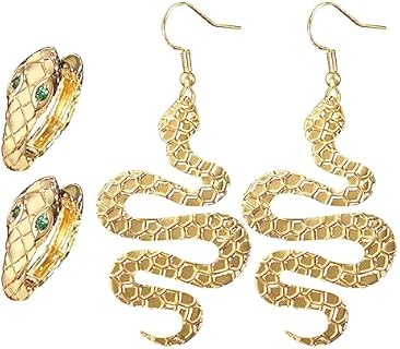 2 Pairs Gold Snake Earrings for Women Gold Snake Hoop Earrings Serpent Charm Stud Earrings Dangle Snake Jewelry for Women Accessories Gifts