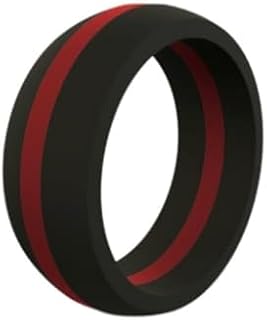 QALO Men's Rubber Silicone Ring, Classic Thin Line Rubber Wedding Band, Breathable, Durable Rubber Wedding Ring for Men, 8.5mm Wide 2.5mm Thick, Multi Colors