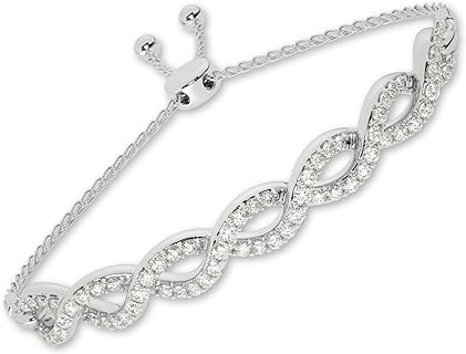 Lab Diamond Bangle Bracelet for Women | 1 Carat Real White Gold Plated 925 Sterling Silver Pave Bracelet | Ideal Fine Jewelry for Women