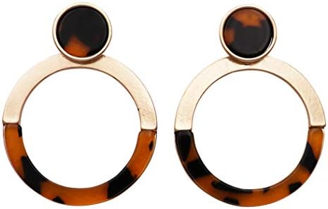 Women's Rosemarie Collections' Alloy Push Back Hoop Earrings with Gold Tone & Colored Celluloid Design