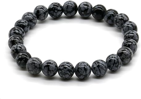 Natural Gemstone Black Snowflake Stone Bracelet 8mm