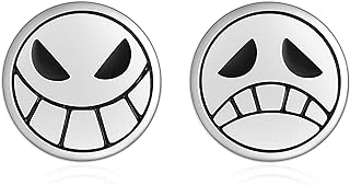 Anime-Inspired Sterling Silver Stud Earrings with Push-Back Design for Men and Women by POPLYKE