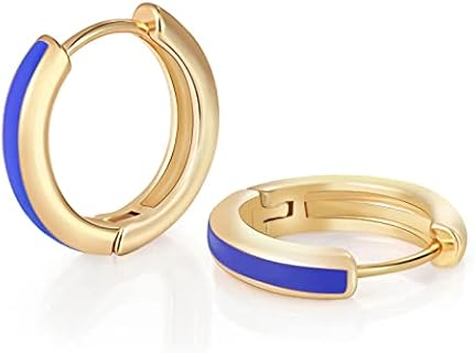 **Title:** Women's 18K Gold-Plated Brass Huggie Hoop Earrings with Enamel Detail - Small Size, Multiple Colors - Ideal Gift for Her