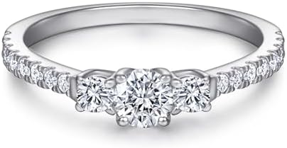 925 Sterling Silver Engagement Rings Tiny Round Cut Cubic Zirconia CZ Eternity Stackable Promise Rings Wedding Band for Women Size 5-9