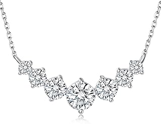 S925 Sterling Silver C-Link Chain Necklace with Lab-Created Moissanite Diamond, Brilliant Round Cut, Ideal for Women - Hypoallergenic, Ethically Sourced Elegant Gift