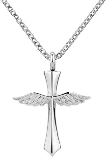 Stainless Steel Ash Keepsake Memorial Pendant Bracelet Charm with Box Chain and Lobster Clasp - MZC Jewelry Cremation Jewelry Cross Design