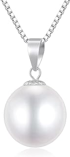 18k Gold Pearl Pendant with 14k Gold Box Chain Necklaces for Women, Jewelry Gifts for Mother/Wife, Christmas Present for Her, 18 Inch (9 mm Freshwater Cultured Pearl)