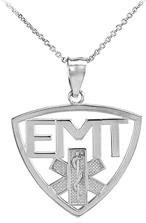 American Heroes High Polish Sterling Silver Medic Star of Life Cut-out Charm EMT Pendant Necklace