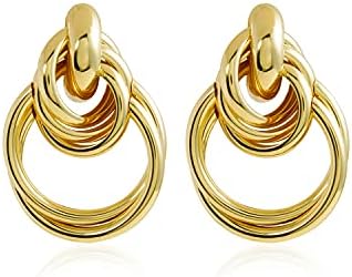 Chunky 14K Gold Plated Large Hoop Earrings - Hypoallergenic Statement Fashion Jewelry for Women