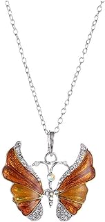 Multi-colors Beautyiful Butterfly Pendant Necklace Crystal Long Chain Sweater Necklace for Women Girls