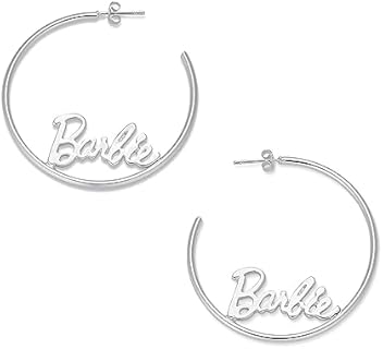 Barbie Script Logo Hoop Earrings (Silver)