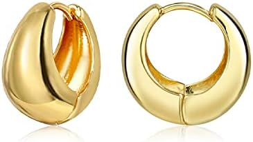 Small Thick Gold Chunky Hoop Earrings Lightweight Hoops For Women