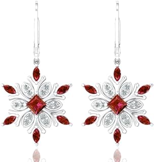 Womens 925 Solid Sterling Silver Winter Snowflake Dangle Earrings