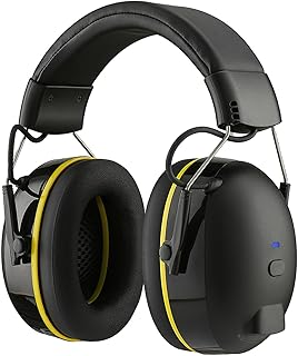 Casque Bluetooth anti bruit de marque XYZ avec autonomie de 120 heures, HiFi/micro intégré et SNR 30dB, idéal pour la tonte et le travail du bois