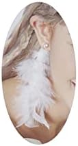 Chic White Feather Dangle Earrings with French Wire Back for Women, Bohemian Tassel Design