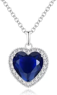 Titanic Heart of the Ocean Sapphire Necklace with Box Chain and Lobster Clasp for Mothers - Heart Design