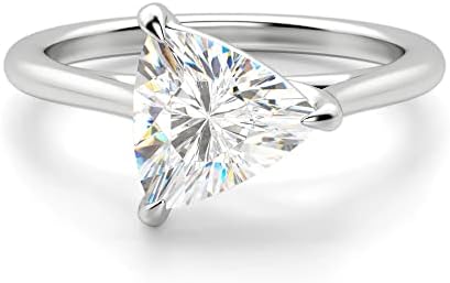 Riya Gems 1.25 Carat Trillion Diamond Moissanite Engagement Ring Wedding Ring Eternity Band Vintage Solitaire Halo Hidden Prong Setting Silver Jewelry Anniversary Promise Ring Gift