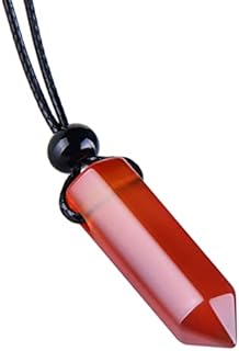 Spiritual Carnelian Crystal Necklace with Protective Hexagonal Wand Pendant on 28-inch Cord - Authentic Healing Gemstone