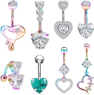 Stainless Steel Belly Ring Set with Cubic Zirconia for Women, Elegantly Designed Belly Button Piercing Jewelry