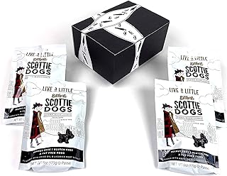 Gimbal's All Natural Black Licorice Scottie Dogs, 6 oz Bags in a BlackTie Box (Pack of 4)