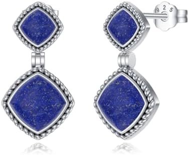925 Sterling Silver Lapis Lazuli Drop Earrings, Push Back Finding - Calming Gemstone Jewelry for Women and Girlfriend