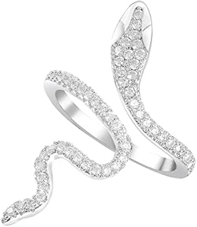 LEE&RO Snake Ring for Women 18K Snake Jewelry Rhinestone Snake Rings Snake Accessories for Women
