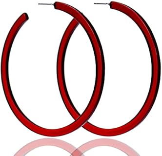 80's 90's C-shaped Stylish Chunky Earrings Colorful 70mm Large Hoop Earrings Acrylic Open Large Hoop Vintage Lightweight Earrings Halloween Party Jewelry