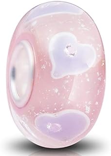 Murano Glass Charms Authentic 925 Sterling Silver Charms Core Red Flower Pink Love Heart White Yellow Glass Beads fit Pandora Style Bracelet for Women Wife Anniversary DIY Gift