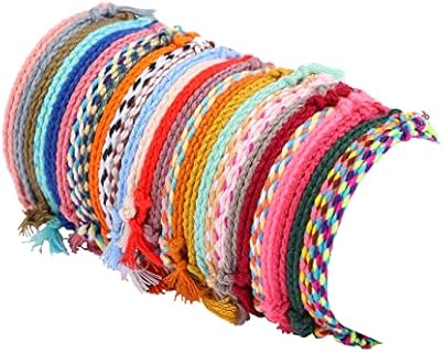 30Pcs Handmade Woven Friendship Bracelets with Braided Chain - Adjustable Summer Beach String Bracelets for Women