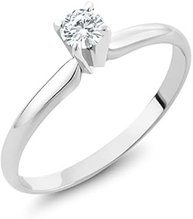 Title: "14K White Gold Kingdom Hearts Engagement Ring with Moissanite Gem for Women- Round Classic Solitaire Design, Sizes 5-9"