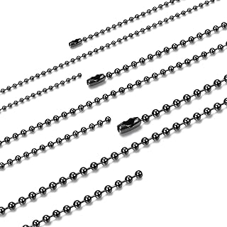 High-Quality Stainless Steel Men's and Women's Black Ball Chain Necklace Set with Sturdy Ball Clasp