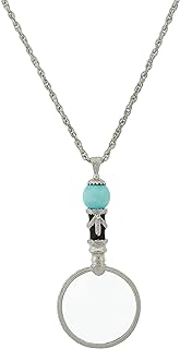 1928 Jewelry Deco Magnifying Glass Gemstone Black Enamel Pendant Necklace For Women 30" - Magnification Power: 2X