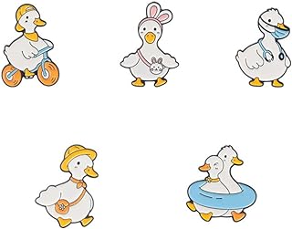 Cute Duck Brooch 5PCs Cartoon Animal Pin Coat Collar Badge Clothing Bag Accessory for Women Men Girls Boys Cool Lapel Badge Funny Pins Jewelry for Jackets Cloths Hats Decorations