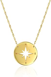 JEWELHEART 14K Real Gold Pendant Necklace,Thin Gold Chain, Solid Gold Necklace For Women, Good Luck Elephant Necklace, Gold Butterfly Necklace, Compass Necklace