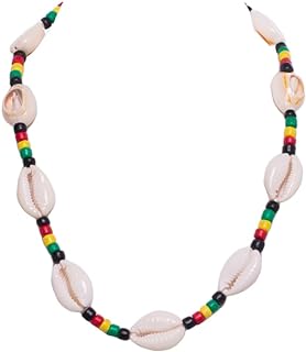 BlueRica Cowrie Shells and Rasta Coconut Shell Beads Necklace