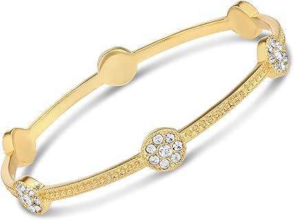 Triplet Bangle Bracelets for Women – Luxurious Crystal Bracelet for Women w/48 European Crystals – Dazzling Crystal Jewelry for Women – Crystal Bracelets for Casual to Formal-Wear