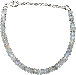 Natural Rainbow Moonstone Bead Bracelet with Fish Hook Clasp and Link Chain, Ideal for Women, Varied Bead Size