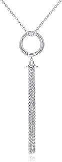 DAOCHONG S925 Sterling Silver Long Necklace Tassel Fringe Sweater Pendant for Women Knot Fashion Jewelry