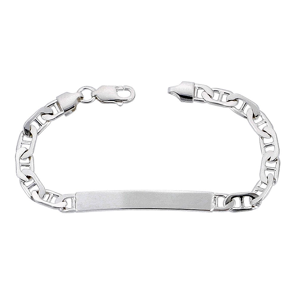 Sterling Silver Mariner Link 6mm ID Bracelet for Women and Men 1/4 inch Wide Nickel Free Italy Sizes 7-9 inches Long