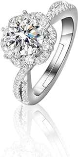 5 Carat Platinum Patina Round Engagement Ring with Cubic Zirconia for Ladies, Timeless Stainless Steel Wedding Bands