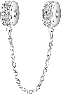 Chamilia Clear Crystal Bead Bracelet, 925 Sterling Silver Clasp Safety Chain Charm – Ideal for Christmas or Special Occasion Gifts