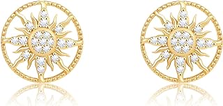 Gold Studs Earrings for Women Gold Plated Hypoallergenic S925 Stud Earrings Dainty Gold Sun Earrings Studs Non Tarnish for Women Trendy Jewelry Gift