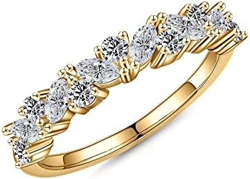 Vintage Elegance Lab-Created Moissanite Engagement Ring with 18K Rose Gold Plating for Women, Marquise and Round Design