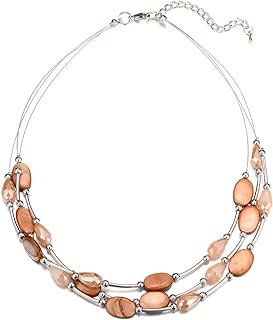 PEARL&CLUB Crystal Layered Statement Necklace For Women - Choker Necklace with Chunky Silver Chain, Birthday Gifts For Women