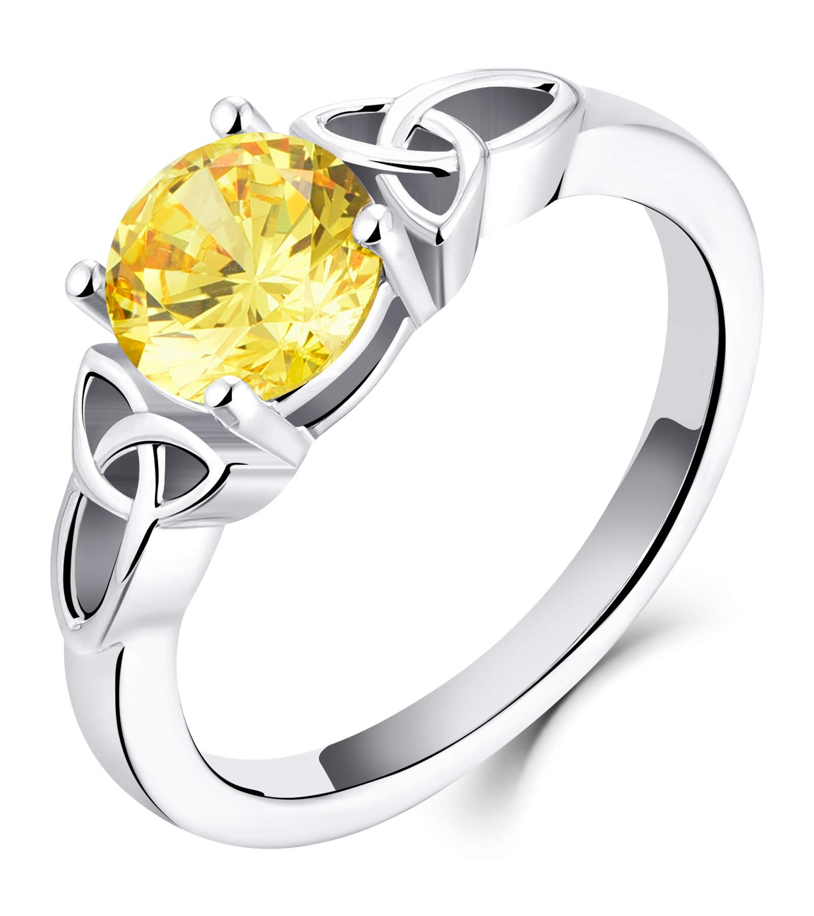 YL Celtic Knot Rings for Women 925 Sterling Silver Birthstones 18k White Gold Plated Statement Rings