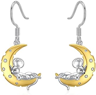 Charming Minnie Mouse Dangle Earrings Crafted from Hypoallergenic 925 Sterling Silver - Unique Gift Option for Mothers, Daughters, and Animal Lovers